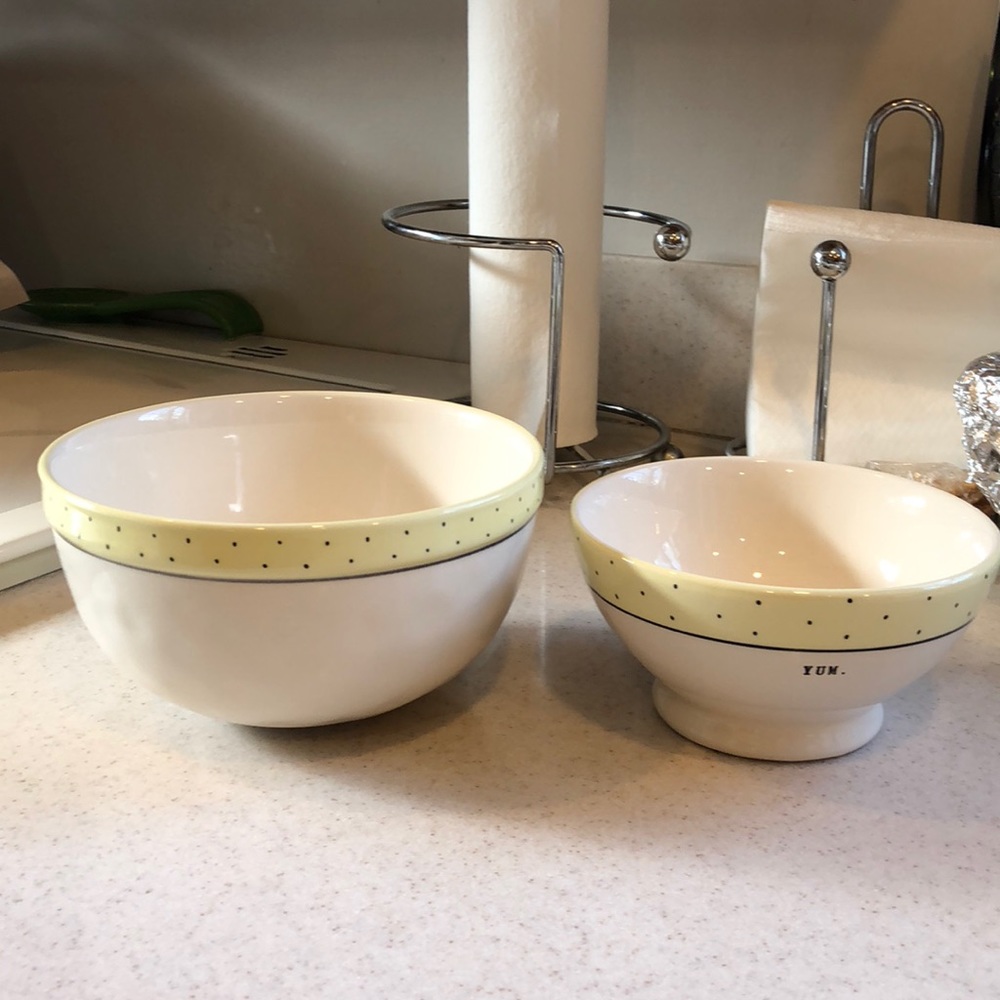 Rae Dunn 7” Pinch bowl and 5.5” Yum bowl
